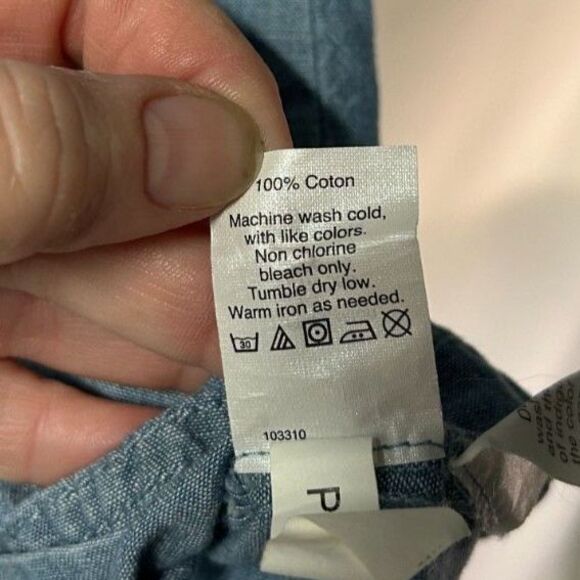 Madewell blue chambray short sleeve top with a back tie detail XS - Picture 4 of 7